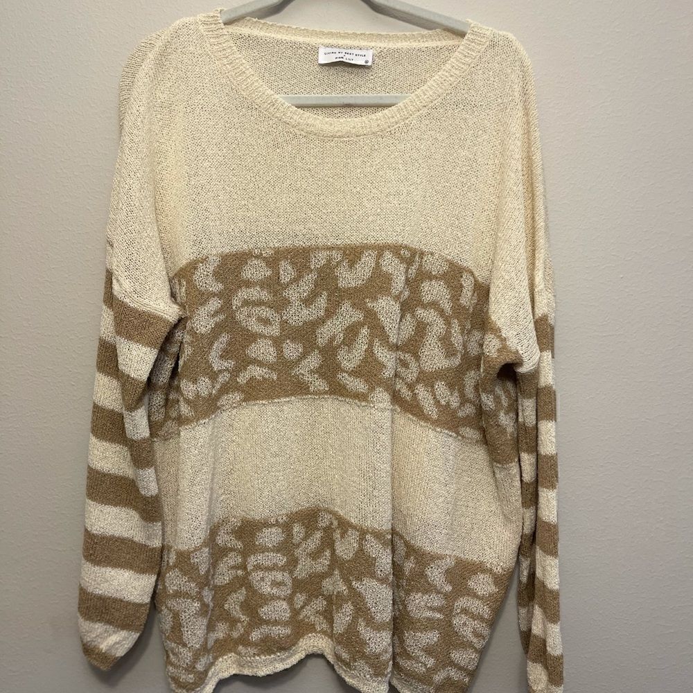 Living my best style by Pink Lily oversized knit sweater size M